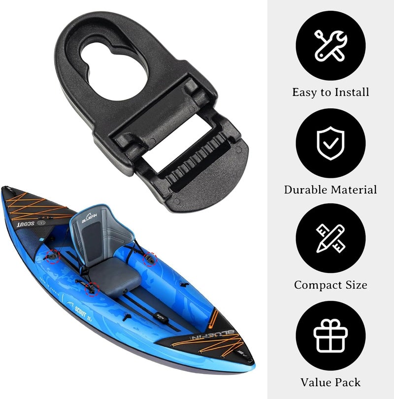 Omoojee Store 4 Sets Kayak Seat Clips and Hooks, Kayak Replacement Parts Compatible with Lifetime Emotion, Kayak Accessories (Black) - Image 3